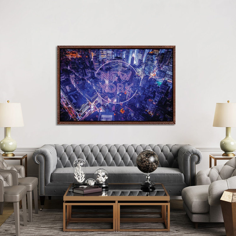 New York By Night 1 Piece Wall Art on Canvas, 152.5 cm H x 101.5 cm W, Classic Wood Floater Framed