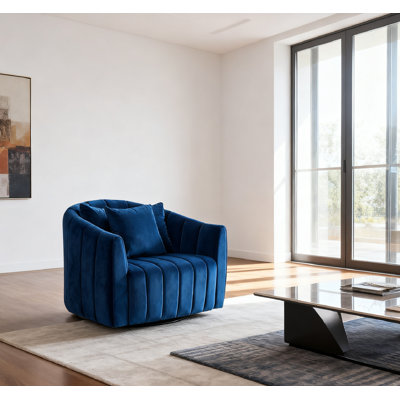 Ensemble de fauteuil demi-tonneau pivotant surdimensionné de 40,35 po de large et pivotant à 360 ° avec demi-canapé confortable avec 3 coussins, fauteuil club en velours capitonné