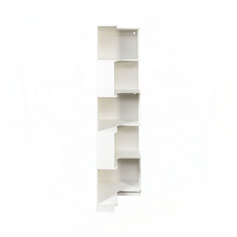Chris 5-Tier Corner Bookcase with LED Lights, White