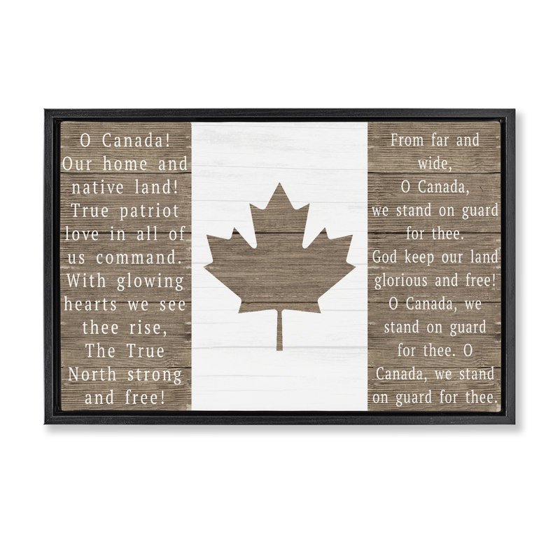 Cadre flottant O Canada Rustic Anthem, design par Lil 'Rue, Cadre flottant noir de jais, H 17 po x l 25 po