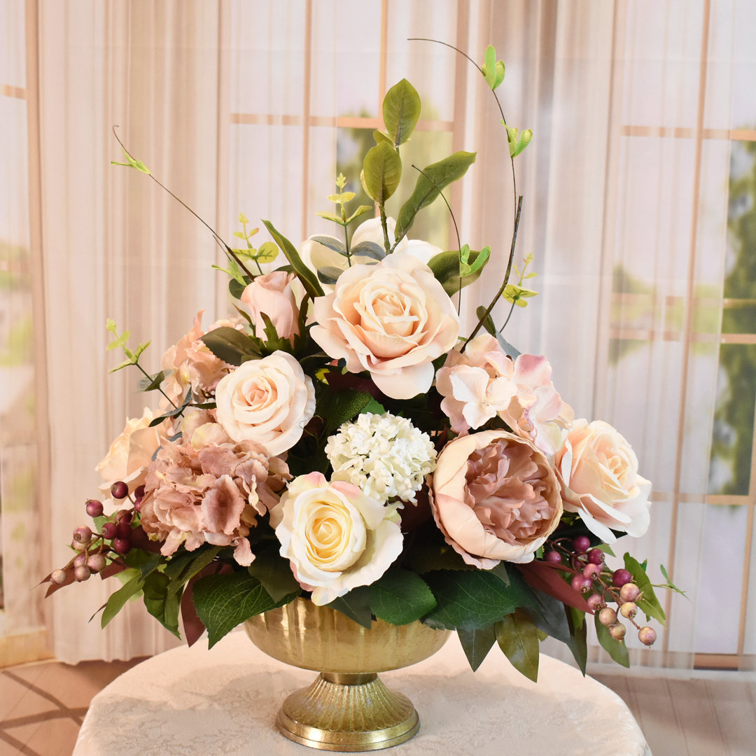 Faux Silk Arrangement in Vase Floral Home Decor