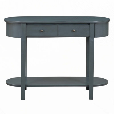 Elegant Retro Console Table with Curved Design and Smooth Glaze for Entryways, Living Rooms and hallways
