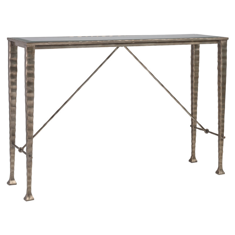 Cortona Rectangular Brown Metal and Glass Console Table