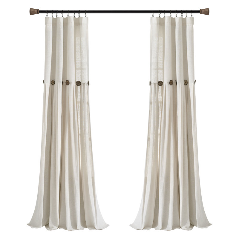 Semi Sheer Curtain Single Panel, Width 102 x Drop 213 cm, Off White