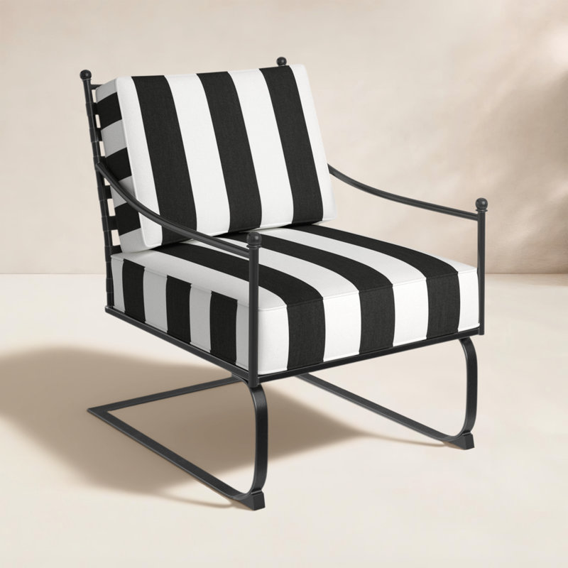 Lucier Patio Chair with Sunbrella Cushions, Cabana Classic Striped Sunbrella®