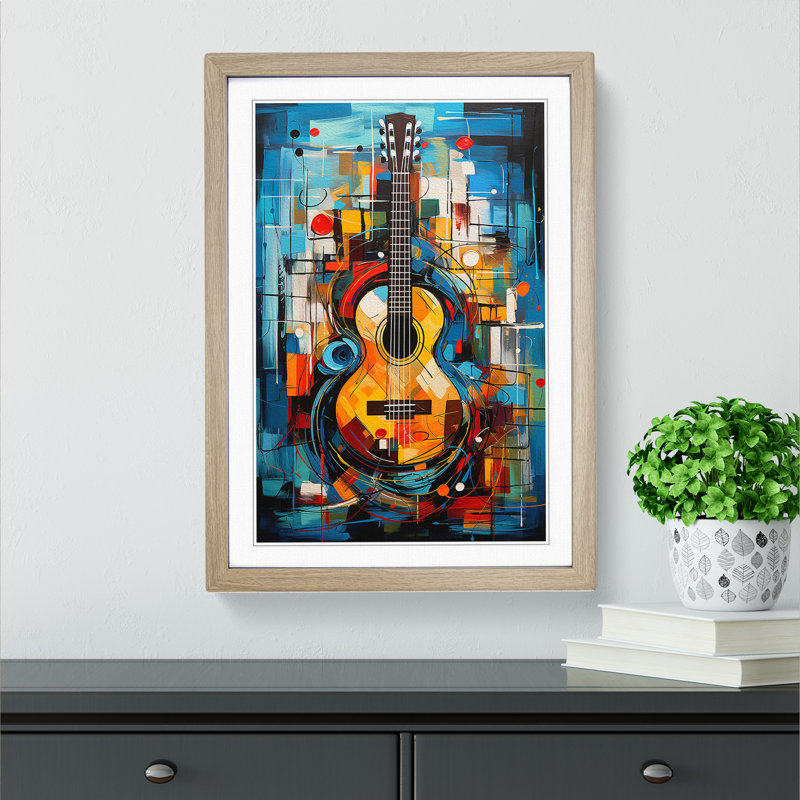 Acoustic Guitar Expressionism - Framed Print, Oak, 46cm H x 34cm W x 2cm D