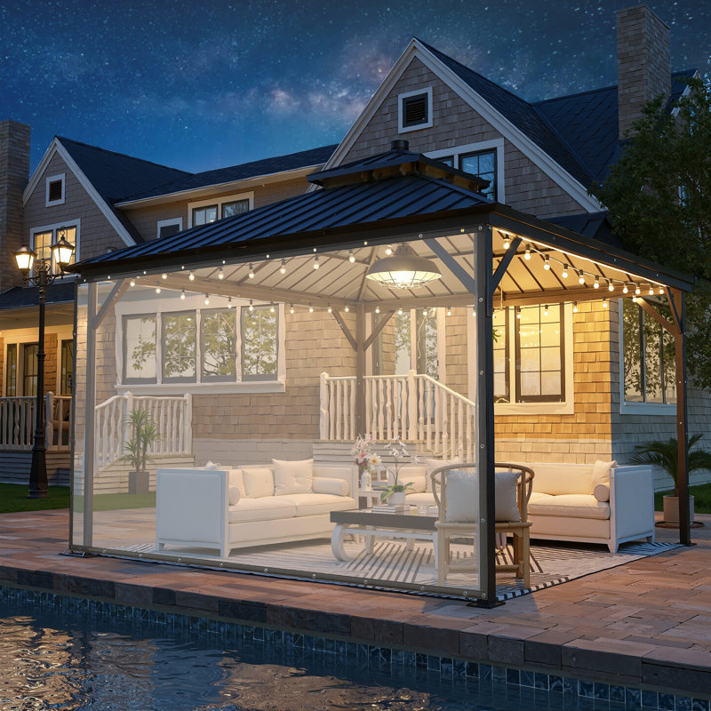 Outdoor Multi-sized Clear Panel Curtain, All Weather Resistant Tarp Curtain for Pergola Porch Gazebo, Privacy Screen, Blackout Curtains