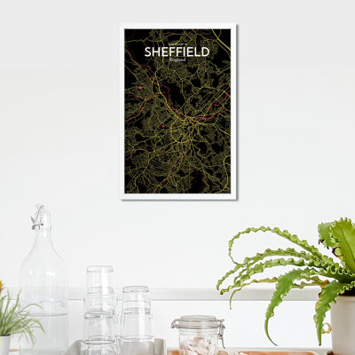Sheffield City Map, impression à l'encre