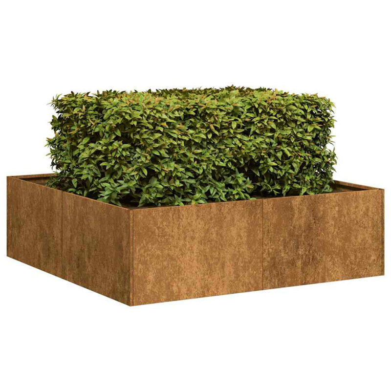 Planter 100X100x30 Cm Steel, Rusty