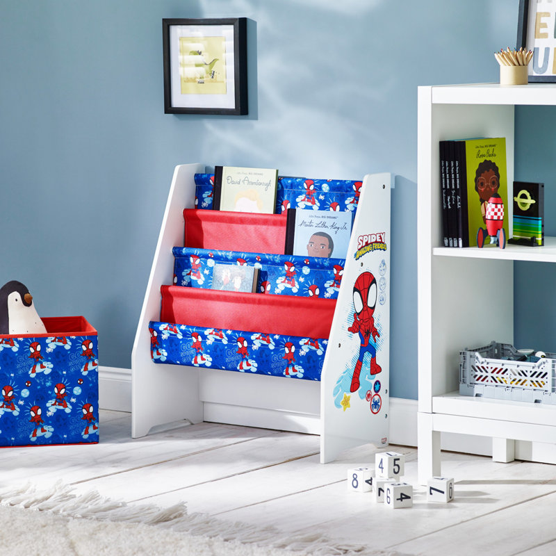 Marvel Spidey and Amazing Friends Wooden Book Storage Rack - Easy to Assemble Kids' Bookshelf - Sturdy and Durable Organizer for Children's Books - Perfect for Bedrooms and Playrooms