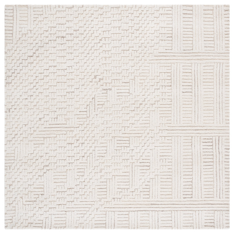 Derry 601 Hand Tufted Wool/Cotton Abstract Rug in Beige/Ivory, Square 6'