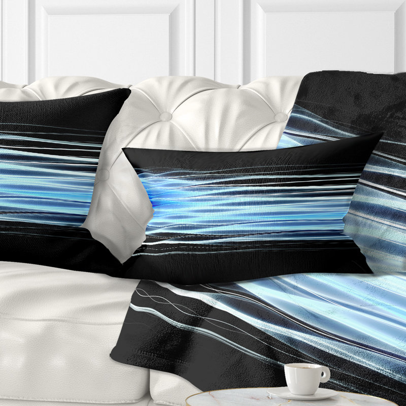 Vagues fractales bleu clair - coussin imprimé abstrait