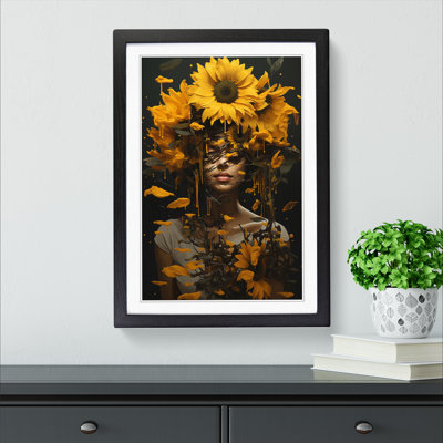 XYZ-FRM-V1223-1597 Sunflower Conceptual - Single Picture Frame Print on Wood