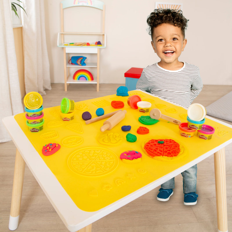 Roba X Play Doh Kids 12 Piece Solid Wood Rectangular Play Or Activity Table and Chair Set