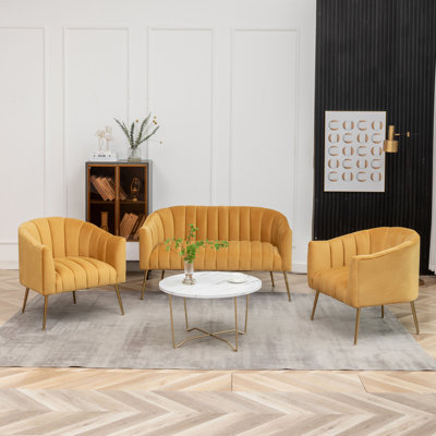 Murrow 3 Piece Velvet Living Room Set by Willa Arlo Interiors