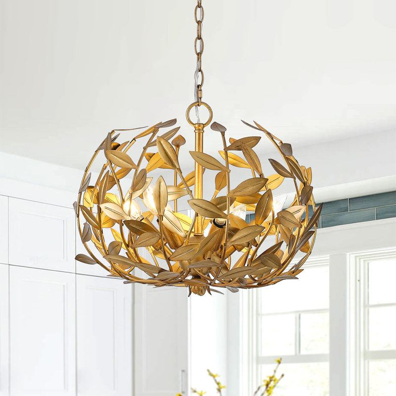 Lustre 20 lumières dorées à intensité variable 6 lumières avec abat-jour sphérique creux