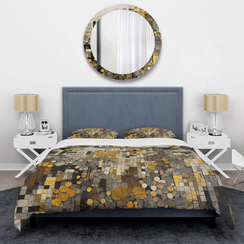 Ensemble de housse de couette en microfibre / polyester jaune et crème Bohemian Medley II