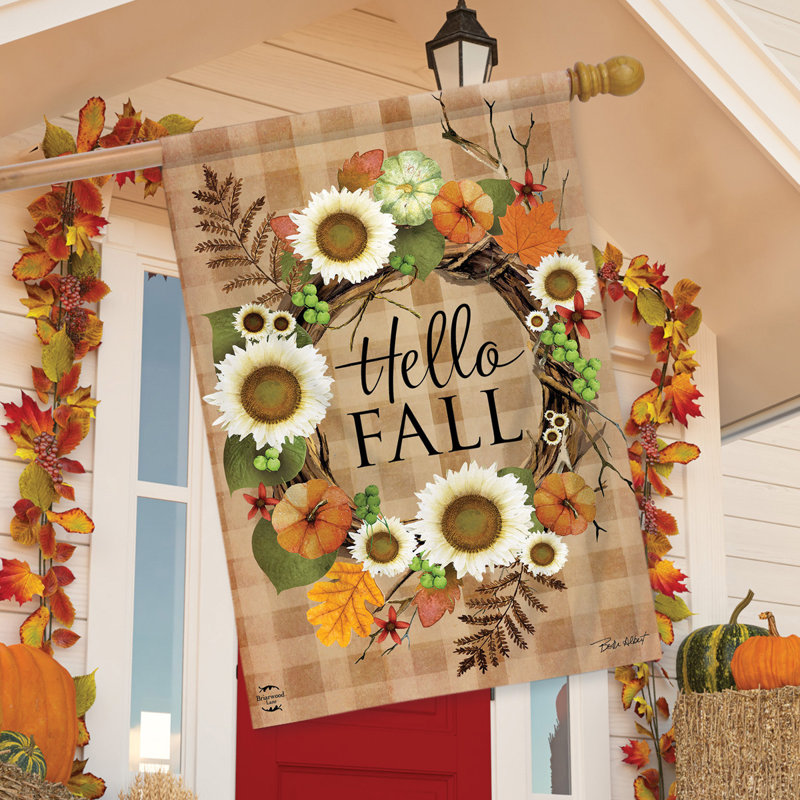 Hello Fall Wreath House Flag