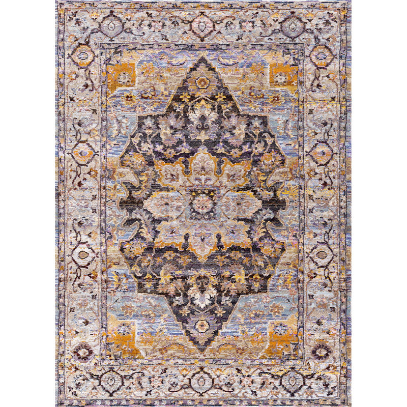 Tapis bleu / brun clair Lawnmont, Rectangle 9 pi 2 po x 12 pi 10 po