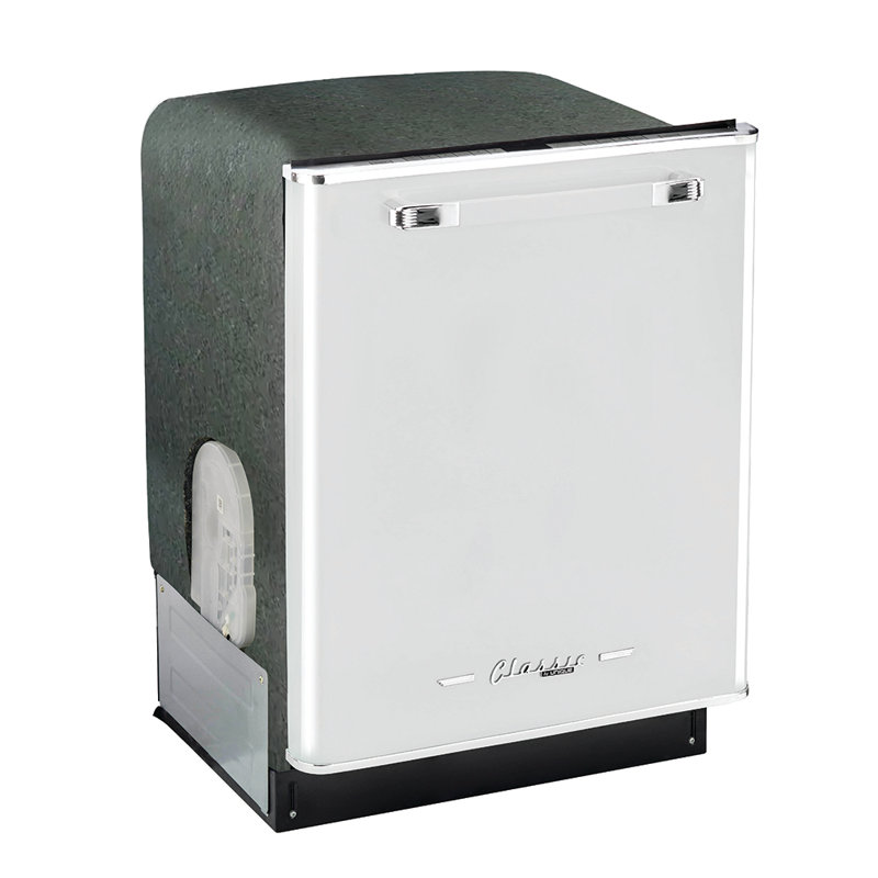 Lave-vaisselle à bouton-poussoir encastré Classic de 23,9 po 45 dBA Classic Retro, Blanc guimauve