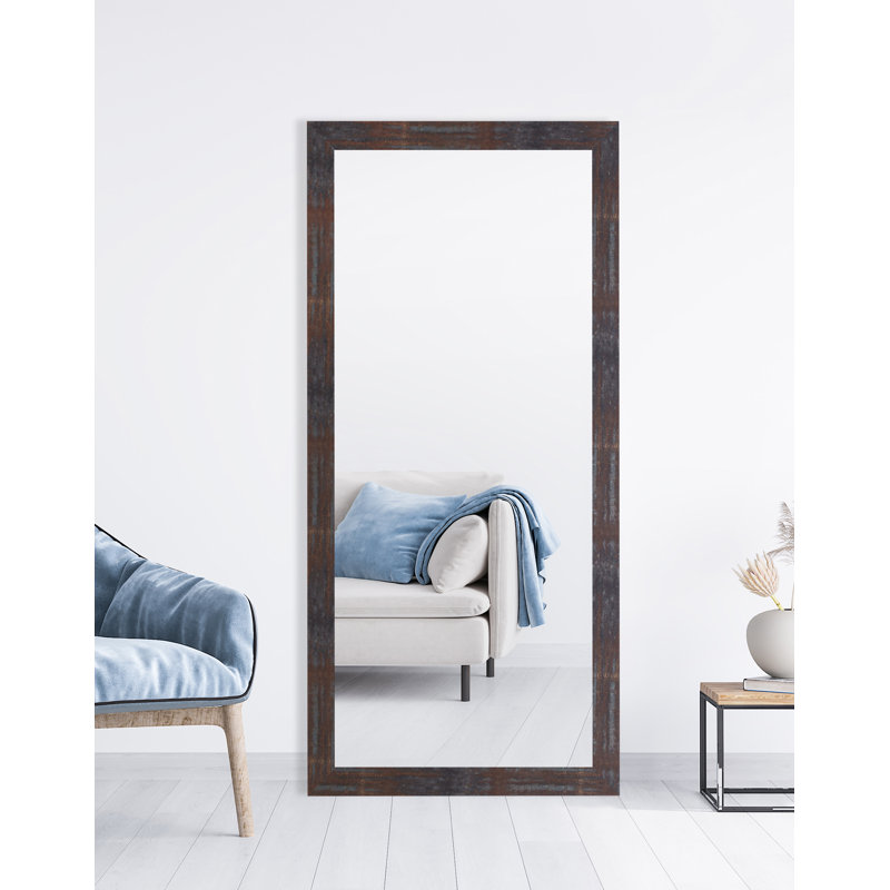 Efemena Engineered Wood Flat Mirror, 66" x 33", Rust/Black