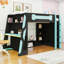 Lit mezzanine double en bois avec bureau intégré et tablettes et lumière RVB-1606179136