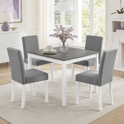 Damekia 5-Piece Dining Set with Square Table and 4 Upholstered Chairs