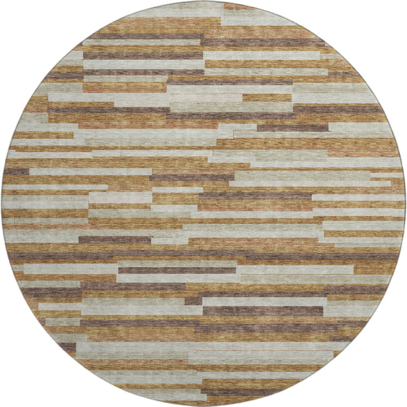 Premium Machine Washable Prisco Paprika Rug, Round 8'