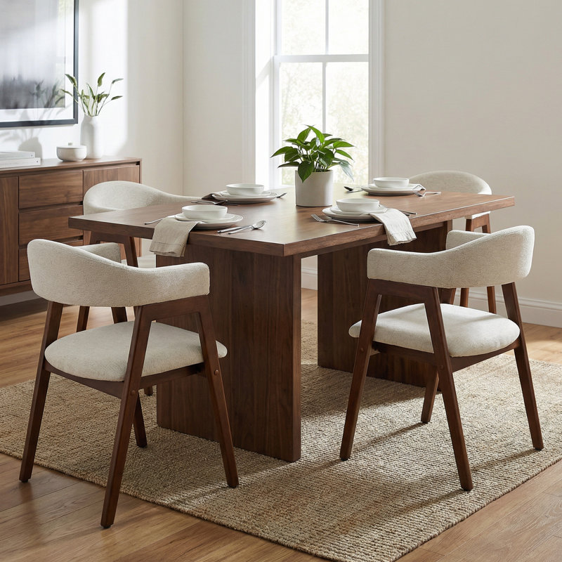 Ensemble de 4 chaises de salle à manger en tonneau Modern, 4, Beige