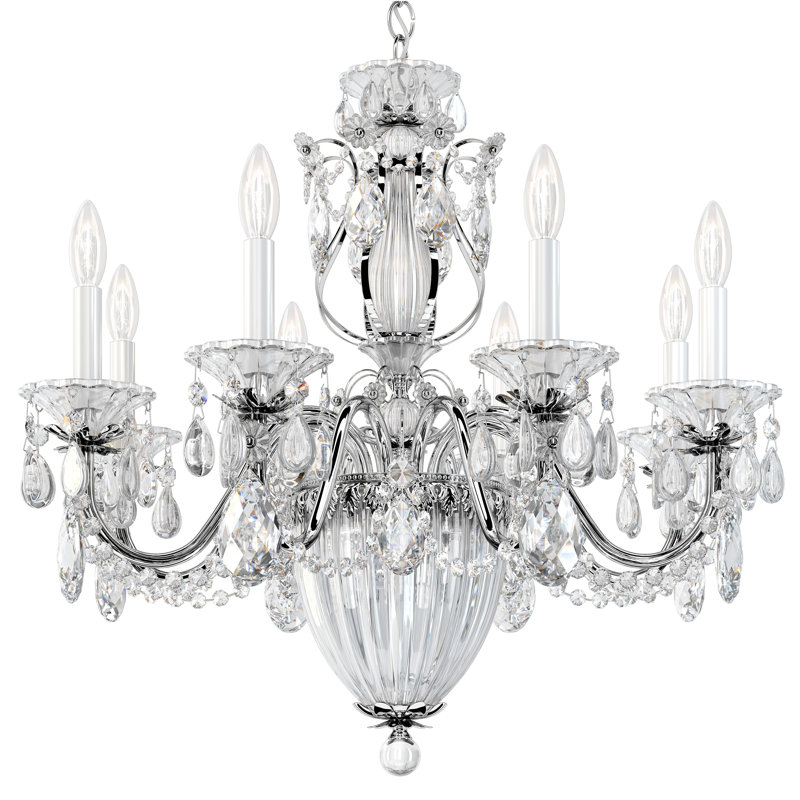 Bagatelle 8 Light 26.5in x 24.5in Chandelier in Antique Silver with Clear Heritage Handcut Crystals, Chinese (K9), Silver