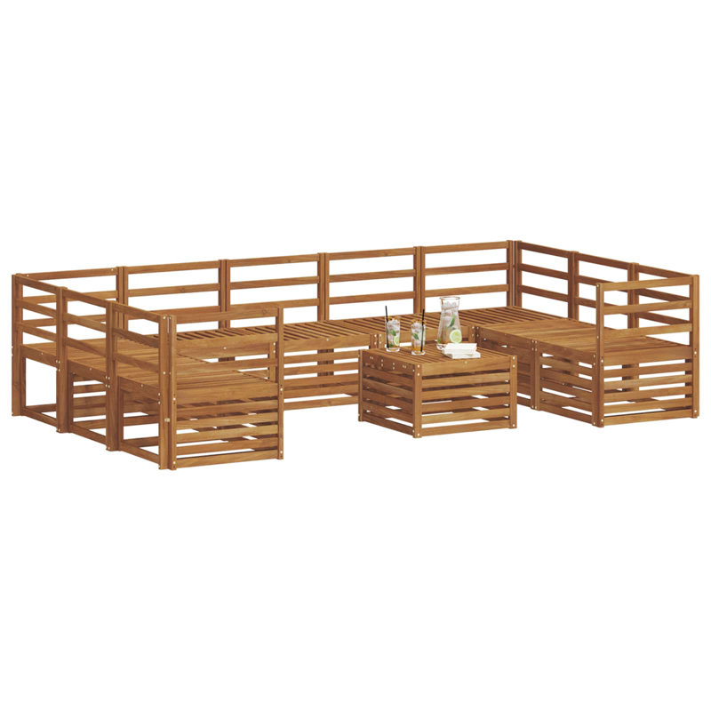  Sofa Sets 10 Pcs Natural Solid Acacia Wood