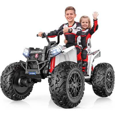 DEARAUTO 24V XXXL Kids ATV 4 Wheeler Ages 5-14, 4WD & 800W, 200 Lbs, Max 7.5Mph, 17" All-Terrain EVA Tires, Shock Absorber, Removable Battery, Bluetooth, 2 Seater Ride On Toy for Big Kids