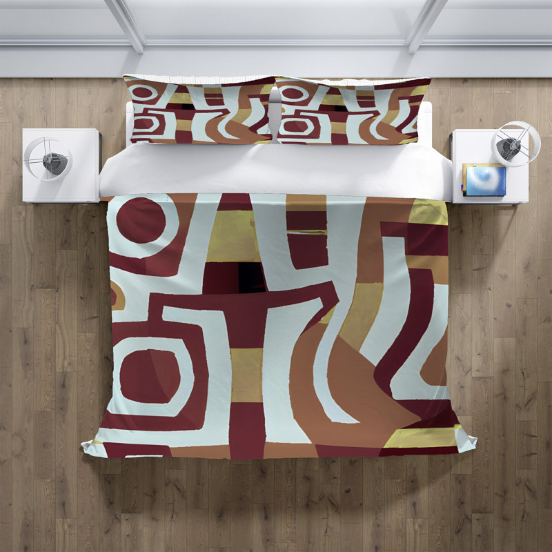 Polyester Abstract Duvet Cover, King Duvet Cover + 2 King Shams