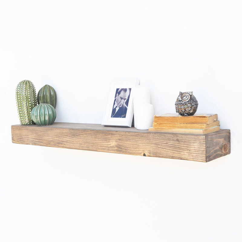 Solid Wood Floating Shelf with Adjustable Shelves, 2.95" H x 35.43" W x 5.91" D