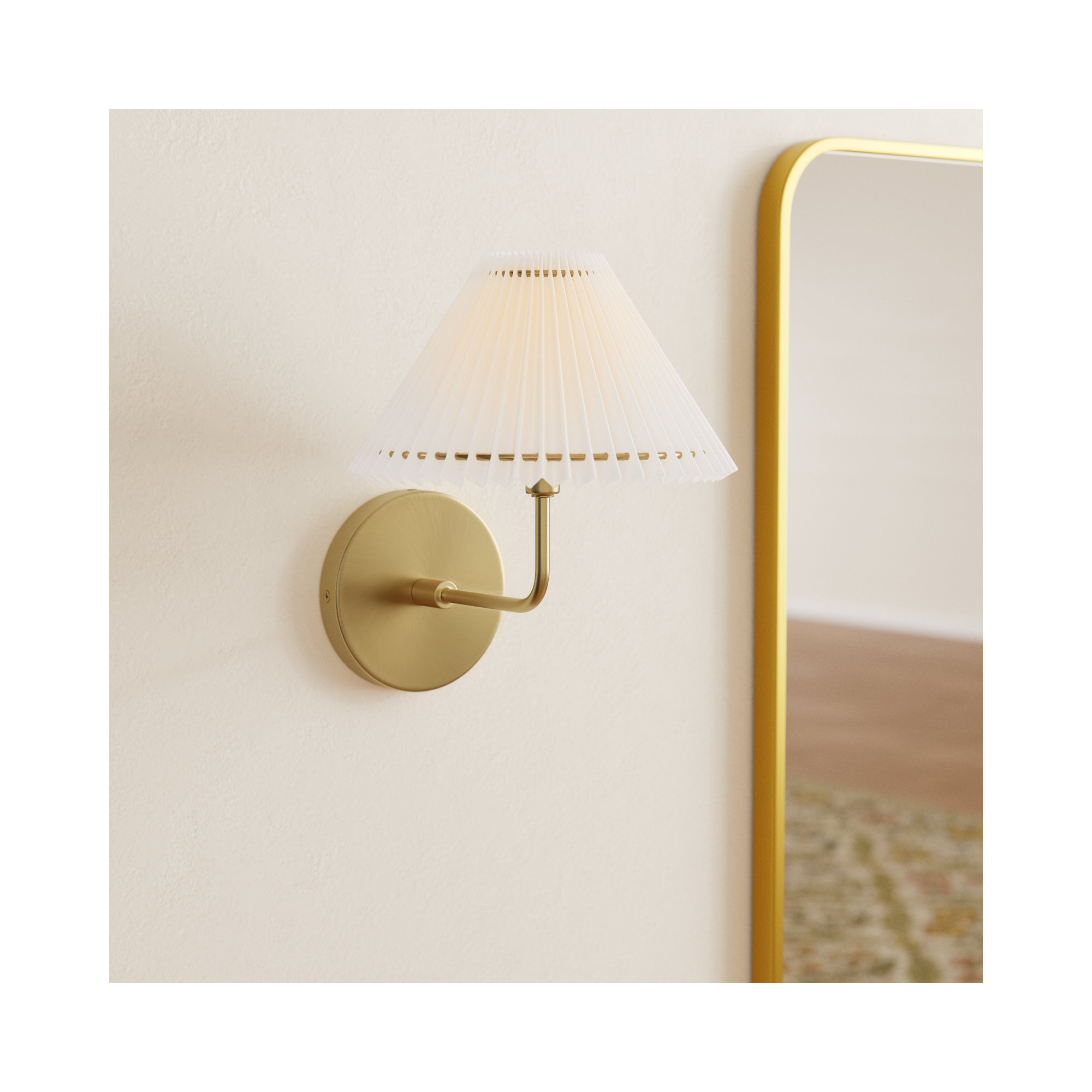 Pearson Single Light Steel Dimmable Wall Sconces, Natural Brass