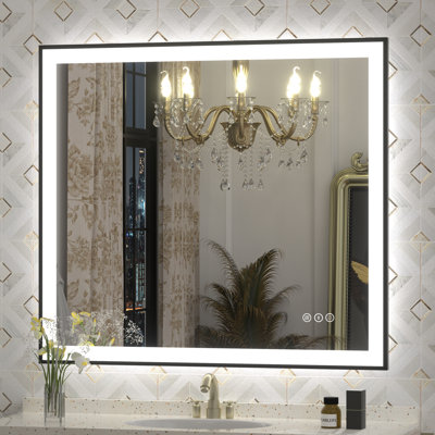 Miroir de salle de bain / de meuble-lavabo avec cadre en verre trempé à DEL certifié Aevar UL avec garantie de 3 ans