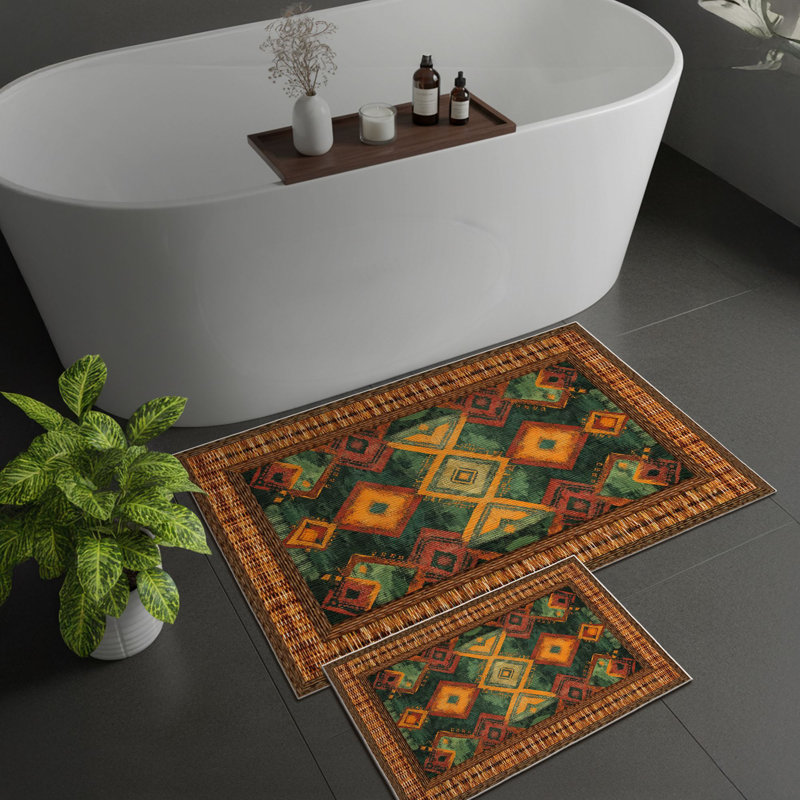 Ensemble de tapis de bain luxueux (2 pièces) - vert, 19,7 po x 23,6 po et 23,6 po x 39,4 po | 100% polyester, 650 g / m², hauteur des poils: 0,2 pouce | Dessous antidérapant avec base à pois, lavable à la machine, design élégant et fonctionnel