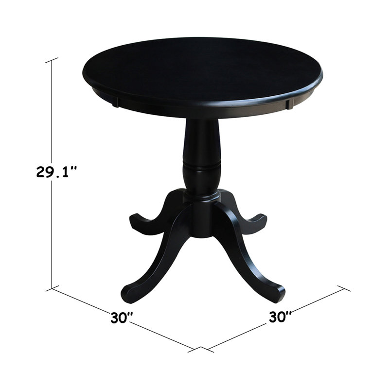 Solid Wood Pedestal Dining Table, 30" H x 30" L x 30" W, Black
