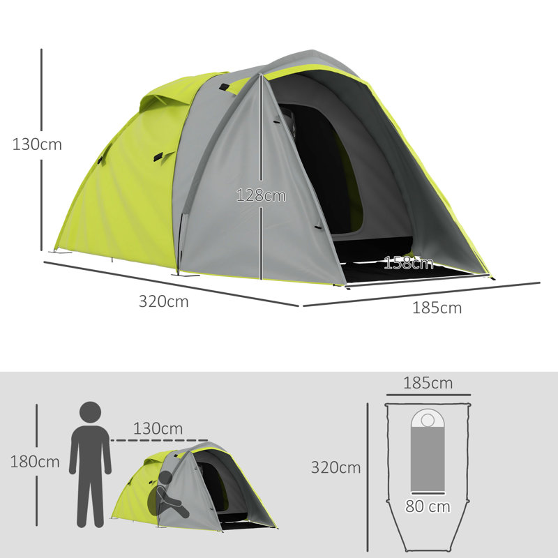 3 Person Tent, Yellow