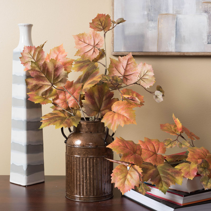 Artificial Autumn Grape Leaf Hanging Bush, 20" H x 15" W x 15" D