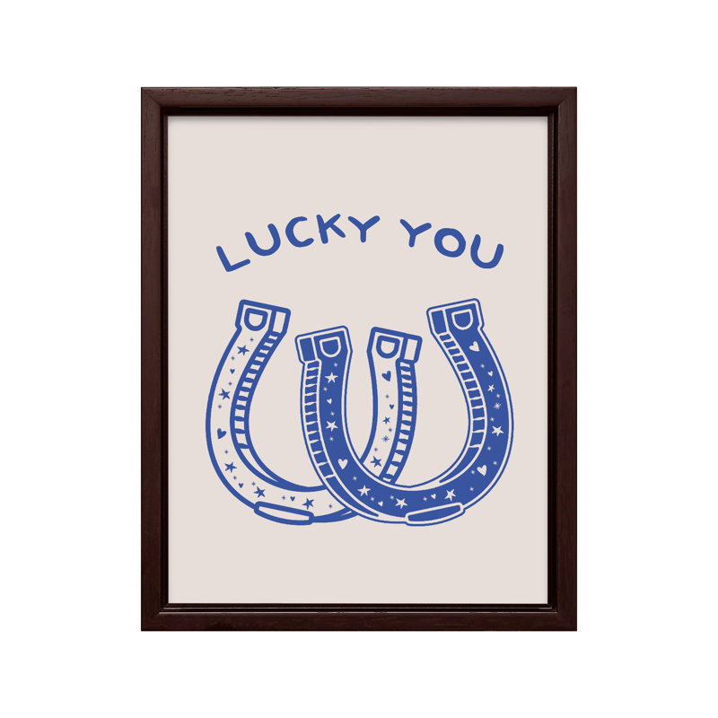 Bleu Lucky You, Canevas, H 11 po x l 14 po, Encadrement brun