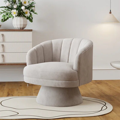 Murrow Velvet Swivel Barrel Chair