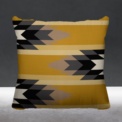 Lansa Geometric and Ikat Outdoor Reversible Throw Pillow