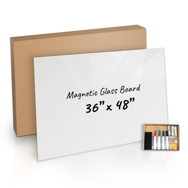Tableau magnétique mural en verre Bojorquez, Blanc, 36 po x 48 po