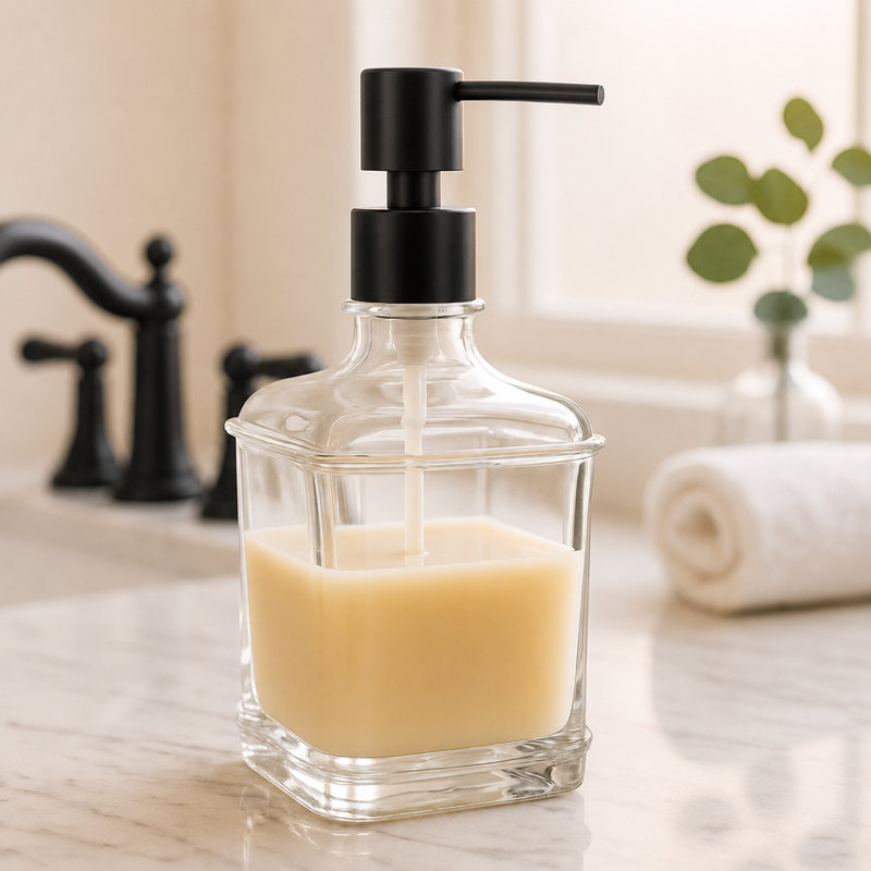 10 oz Square Soap Dispenser - Matte Black Pump