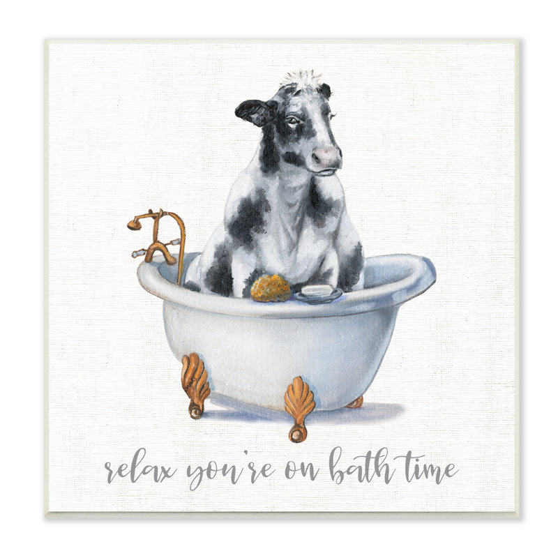 «Relax You On Bath Time» par Donna Brooks, H 12 po x l 12 po, Plaque de bois