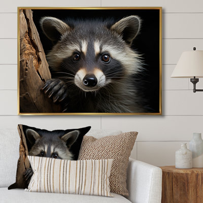 Curious Raccoon III - Art mural de raton laveur pour le salon