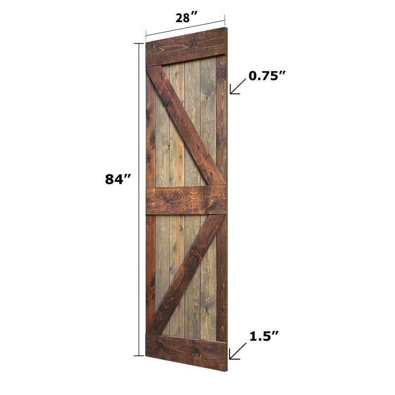 K Series 56'' x 84'' Brown Walnut Solid Wood Barn Door Kit