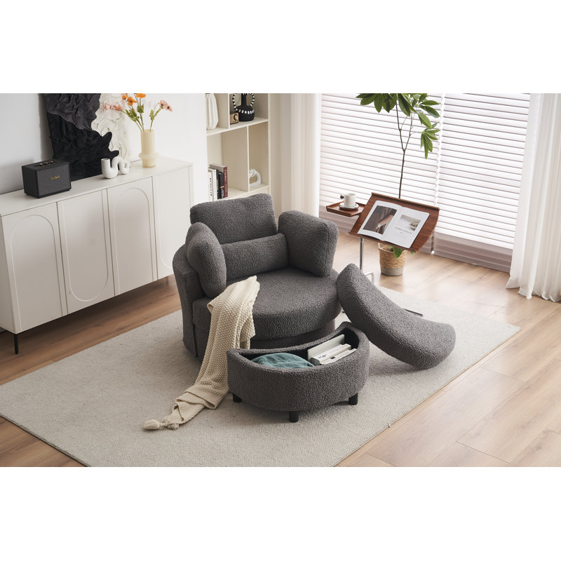 Upholstered Accent Chair, Medium Grey Teddy