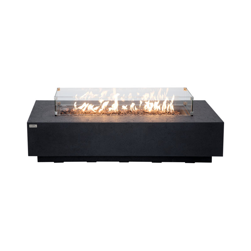 Savanah 72" Travertine Natural Gas Fire Pit Table with Wind Guard, Burner Lid, & Cover, Dark Gray